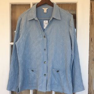 Christopher and banks size large, NWT, pale blue, silver and enamel buttons